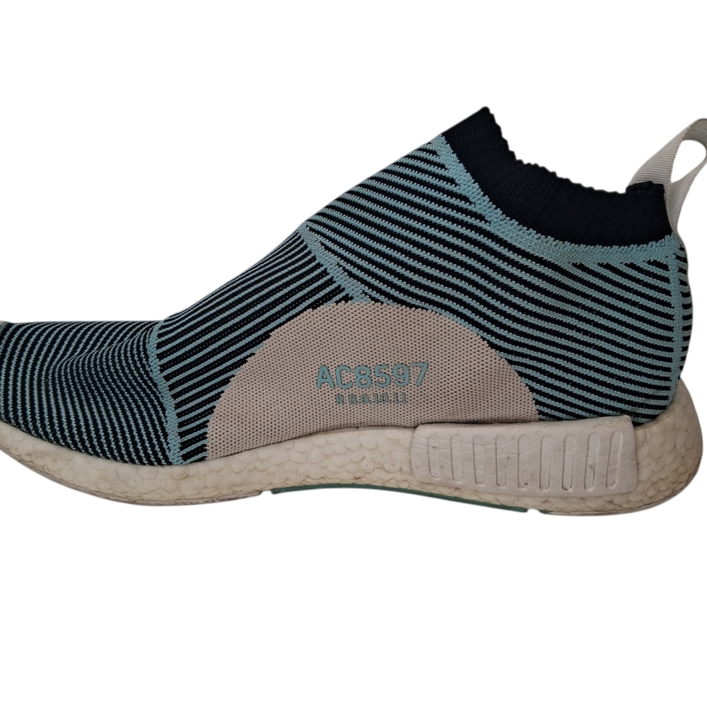 Adidas NMD_CS1 Parley AC8597 Flyknit Sneakers Mens Size 12 Black/Blue Striped - Picture 2 of 10
